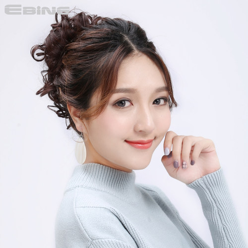 高仿真卷发丸子头发圈假发包