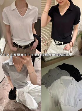 高品质亚麻棉混纺海鸥领口T恤-3616