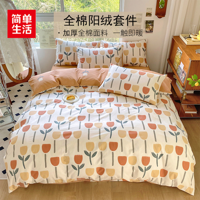 床笠4件套全棉磨毛清新时尚