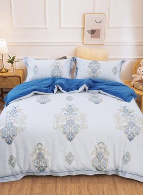 简单生活四件套珍品贡棉印花床笠四件套多色秋冬保暖全棉纯棉2778