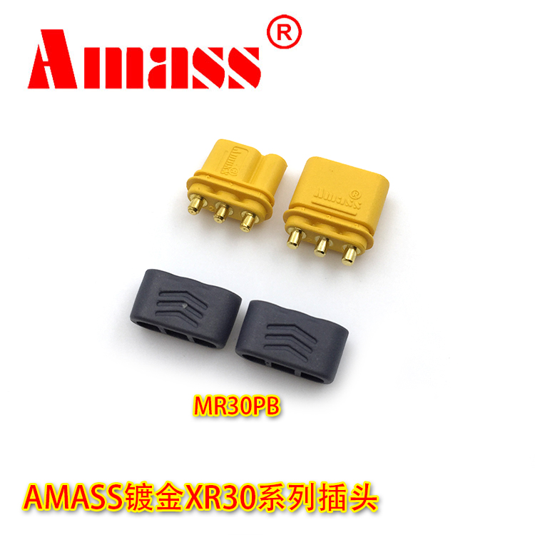 Amass MR30PW MR30PB航模插头 2mm镀金XT30插头3芯版小电流穿越机 玩具/童车/益智/积木/模型 遥控飞机零配件 原图主图