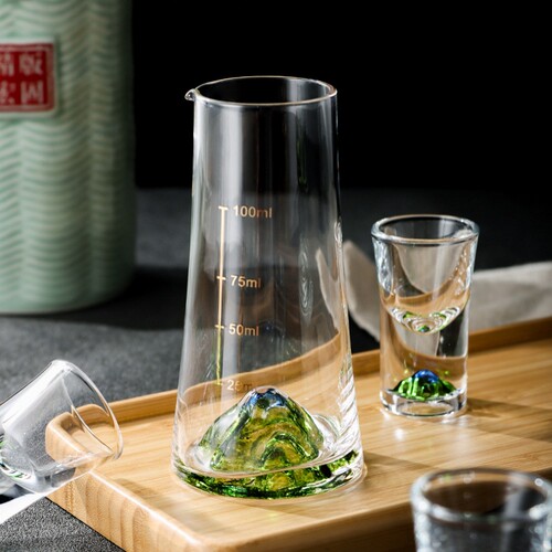 中式观山杯千里江山玻璃小酒杯