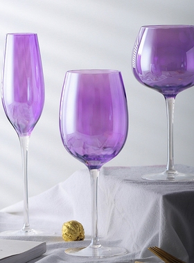 现货英国黛拉2只高脚杯香槟红酒杯ins风紫色水晶玻璃魅惑紫酒杯子