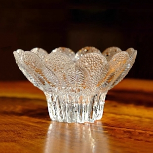 中古水晶玻璃甜品碗德国水果盘vintage小号树叶糕点沙拉水晶盘碟