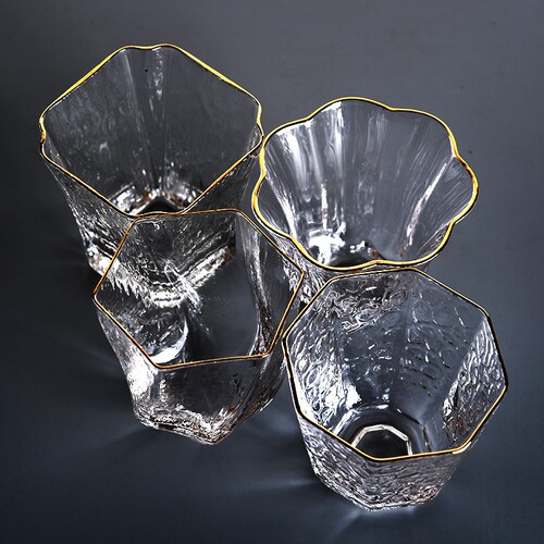 水晶锤目纹茶杯高档日式耐热玻璃