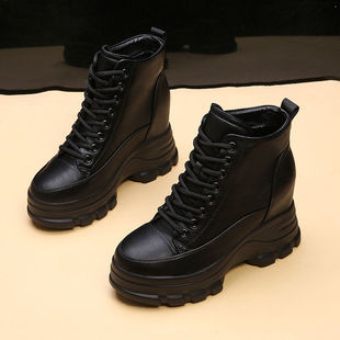 30-33小码短靴子女秋款2021新款厚底女鞋内增高冬季英伦风马丁靴