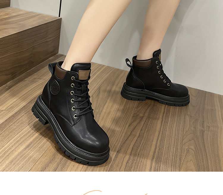 30313233小码真皮马丁靴女2024新款秋季厚底增高英伦风短筒单靴子