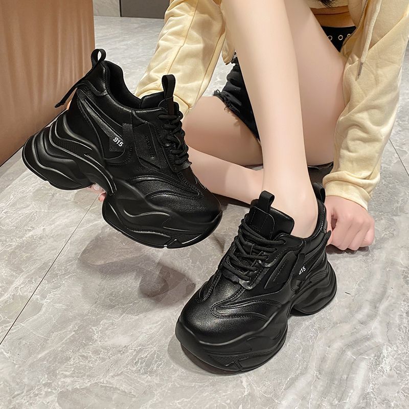 30313233小码老爹鞋女秋季新款厚底内增高小白鞋休闲百搭运动鞋