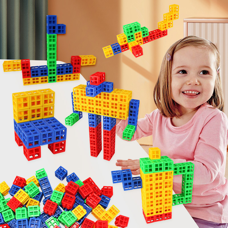 儿童教具连接方块六面拼接立方体积木正方形塑料拼插益智奇思玩具