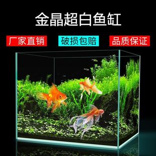 超白缸金晶玻璃鱼缸直角一体成型透明客厅阳台办公室造景桌跨境厂