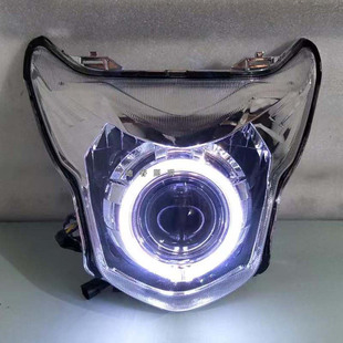适用豪爵摩托车大灯DH/HJ125/150-27C-27改装LED双光透镜天使眼