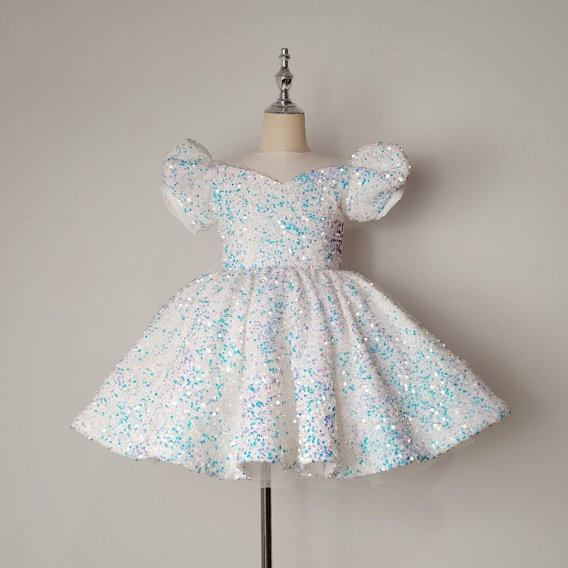 儿童走秀表演礼服花童婚纱生日公主裙女童演出蓬蓬裙宝宝周岁短裙