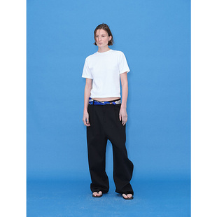 FSG 黑色立体翻褶西装松弛长裤