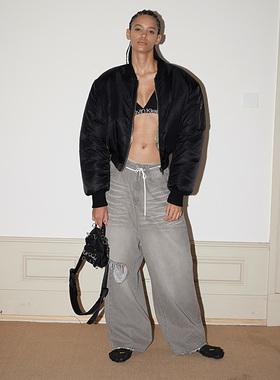 FSG短宽Boxy版型垫肩棒球加厚棉服