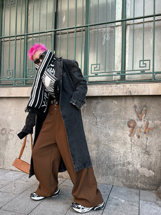 FSG Freedom Soluble 洗水做旧破坏垫肩牛仔大衣