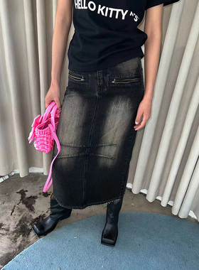 FSG Freedom Soluble 做旧复古拉链插袋牛仔半裙