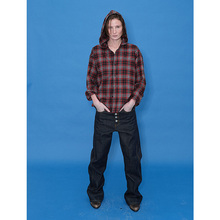 FSG 红灰格纹磨毛短款连帽衬衫