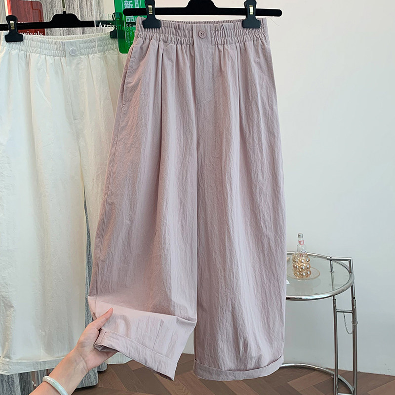 日韩复古柔软透气棉麻休闲裤女夏薄款宽松显瘦亚麻优雅阔腿裤长裤