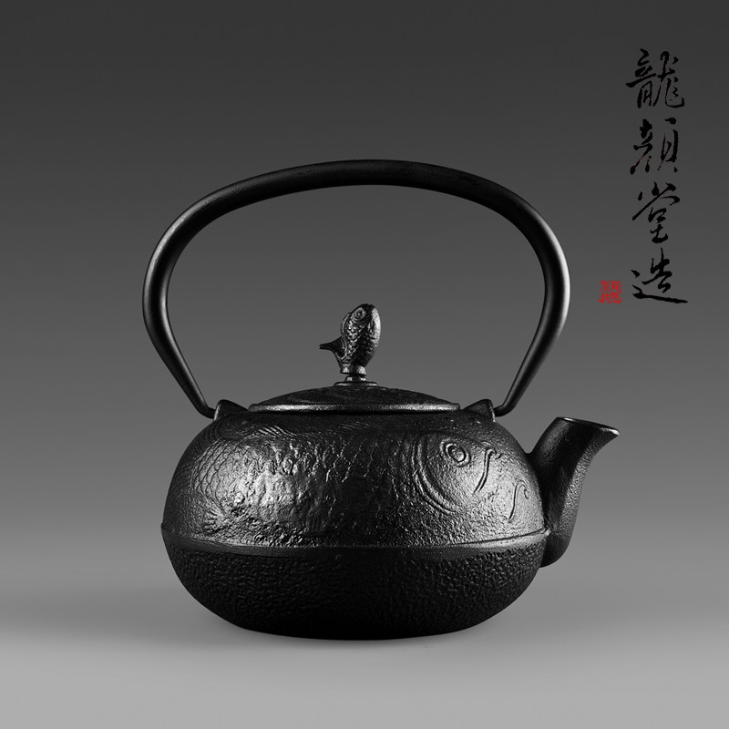 日本龙颜堂南部铁壶锦鲤纯手工生铁壶鲤鱼铸铁煮茶煮水泡茶壶专用