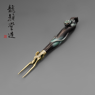 龙颜堂 吉象壶持 铜制大象壶叉日式茶具茶道铁壶配件铜质铁壶盖夹