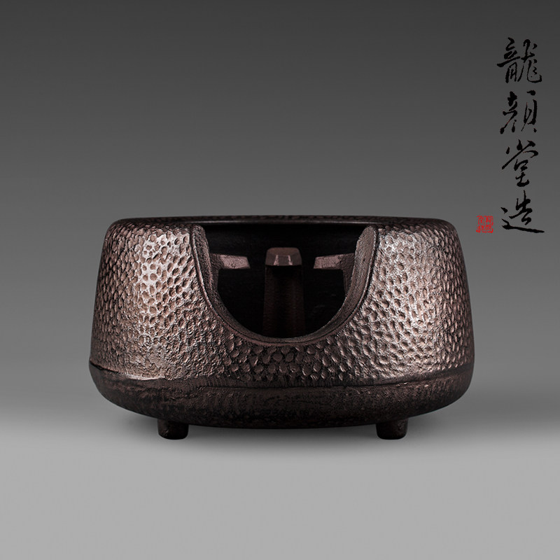 日本龙颜堂岩肌风釜木炭炉铸铁壶煮水炉加热风炉家用烧水炉煮茶炉
