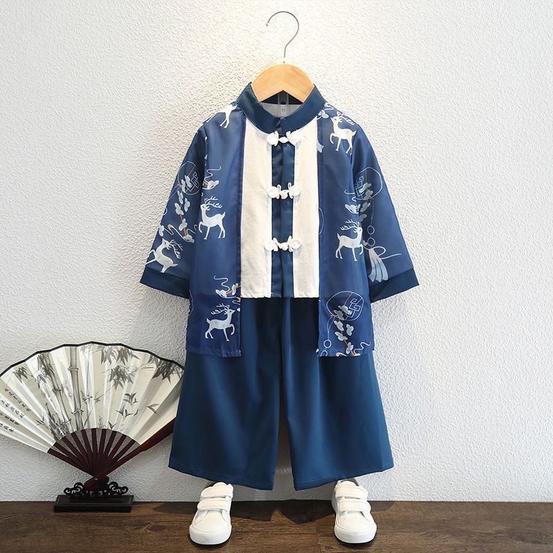 男童中式国学汉服两件套新款