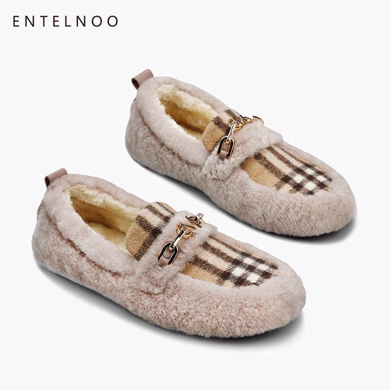 羊羔毛一脚蹬懒人鞋欧货2025秋冬网红外穿毛毛鞋女加绒豆豆鞋单鞋,女鞋,深口单鞋,淘宝优惠券,粉丝福利购,淘宝优惠卷