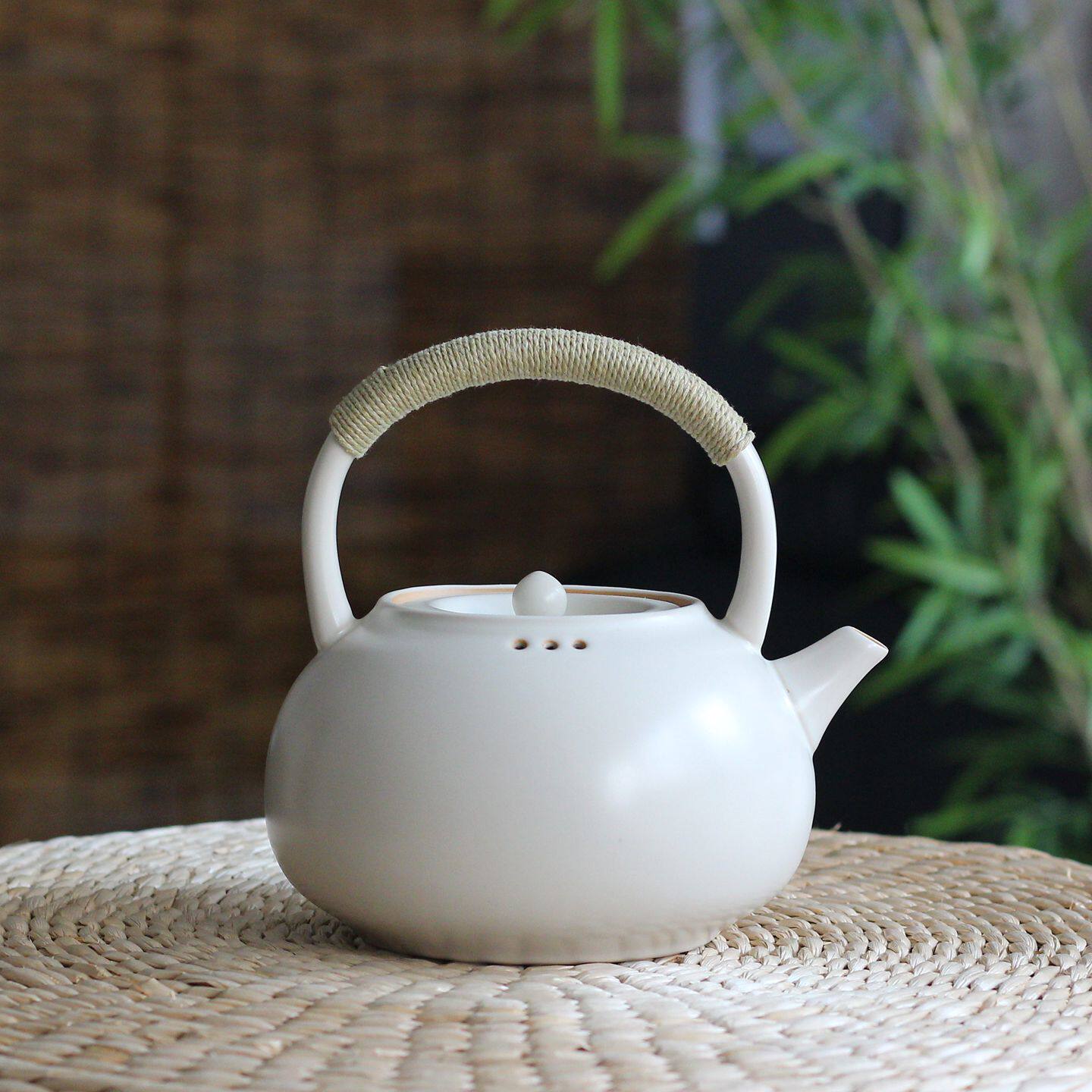 苏打釉白泥陶壶 大号提梁烧水壶电陶炉煮茶壶 泡茶养生壶陶瓷茶具