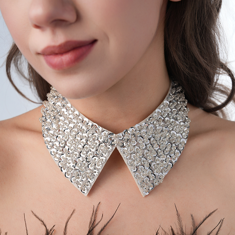 韩国百搭假衬衫领 复古蕾丝珍珠项链女 假领装饰 衣领领子 假领子