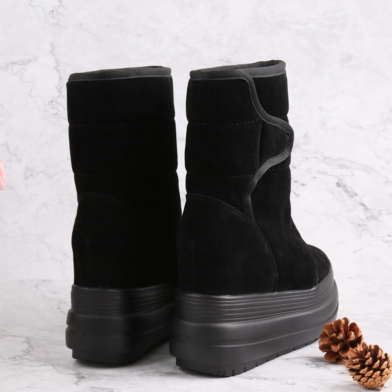 百韩迪冬季加绒保暖内增高雪地靴