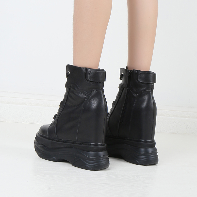 女内增高马丁靴真皮时尚老爹鞋子