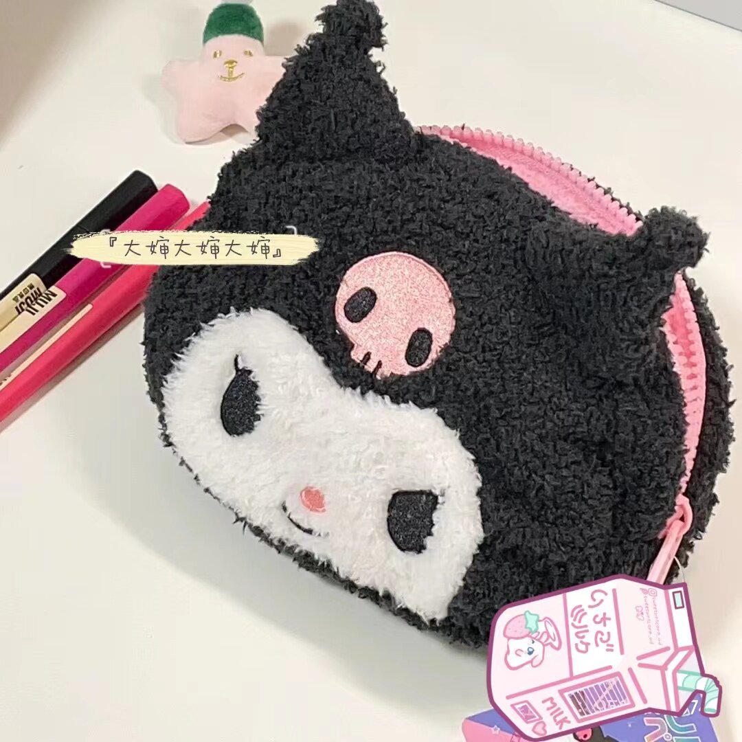 쿠로미 멜로디 양면 연필 가방 봉제 화장품 가방 편지지 상자 대용량 귀여운 일본 부드러운 소녀 유귀 개