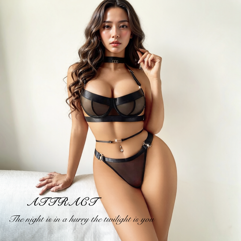 Attract高级设计感金属扣文胸套装