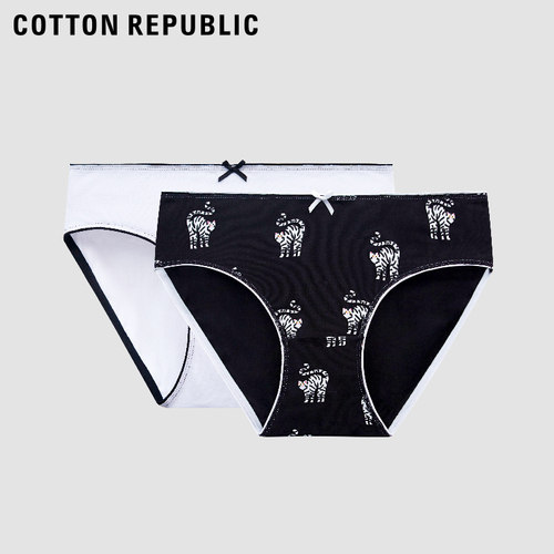 棉共和国棉质印花女三角内裤
