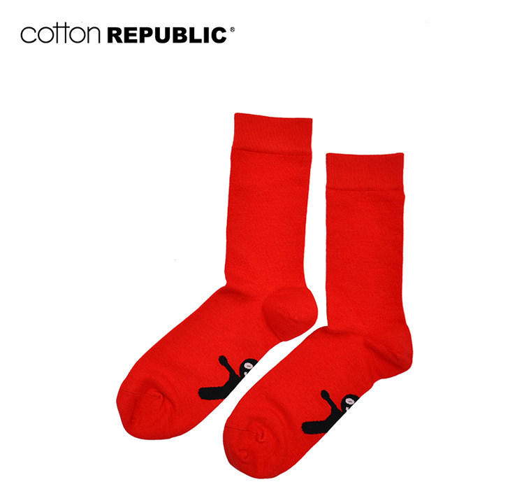 棉花共和国本命年红袜子男女情侣性感中筒袜商务提花短袜52193609