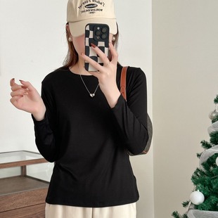 小立领半高圆领T恤 春夏女士水溶细羊人棉长袖 打底衫 内搭修身 韩版