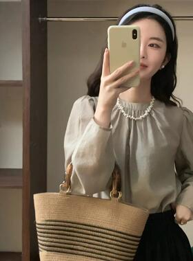 【Niche Young】星空下 气质宽松长袖设计感百搭复古衬衫 CX10014