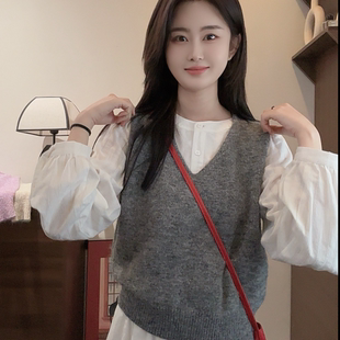 Niche 秋季 Young 羊毛混纺韩版 叠穿设计感针织马甲Y5298 闪耀