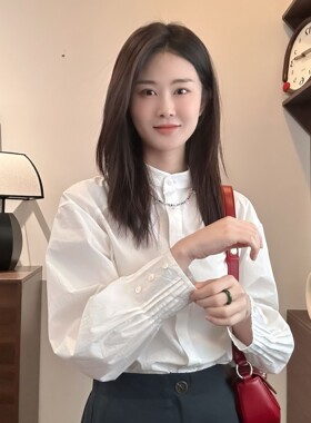 【Niche Young】温润气质长袖时尚休闲小众春季设计感衬衫QD10834