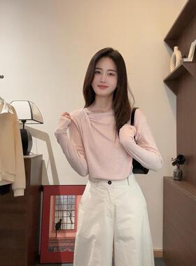 【Niche Young】 步履 百搭长袖洋气设计感 打底T恤 QD10562