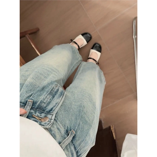 涅罗 Young 高腰时尚 百搭复古宽松设计感 9983 牛仔裤 Niche