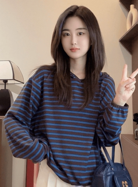 【Niche Young】滑板 宽松条纹时尚休闲设计感卫衣 Y5193