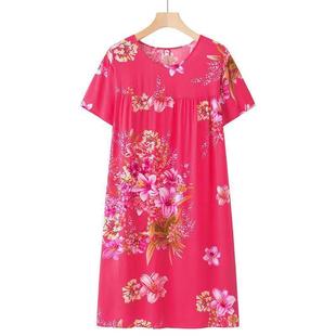 中老年人女大码睡裙可外穿新款睡衣薄款妈妈宽松家居服连衣裙夏季