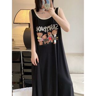 2-300斤背心无袖睡裙女夏季新款宽松特大码胖MM显瘦薄款ins家居服