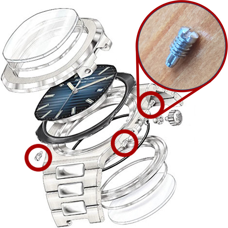 百达翡丽鹦鹉螺表壳侧面固定螺丝