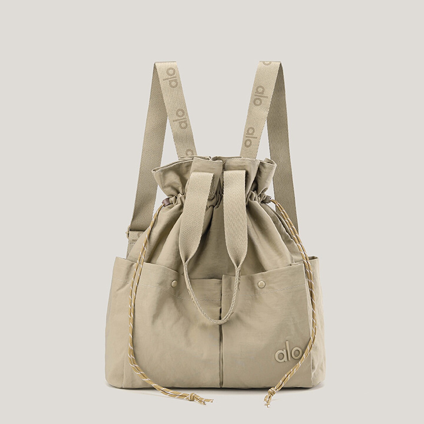 ALO休闲抽绳托特包女大容量单肩手提包简约百搭束口包健身瑜伽包