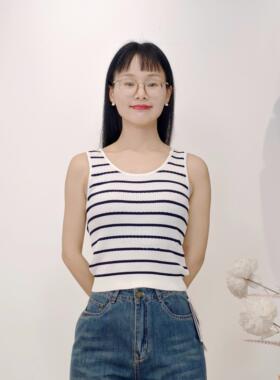 可路莎专柜252611夏季针织条纹打底内搭背心女百搭短款美背