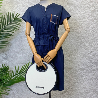 清仓捡漏~专柜撤柜【可系】82453夏季抽绳彩条连衣裙女