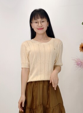 可路莎专柜242469夏季微镂空针织短袖女