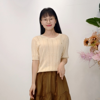 可路莎专柜242469夏季微镂空针织短袖女